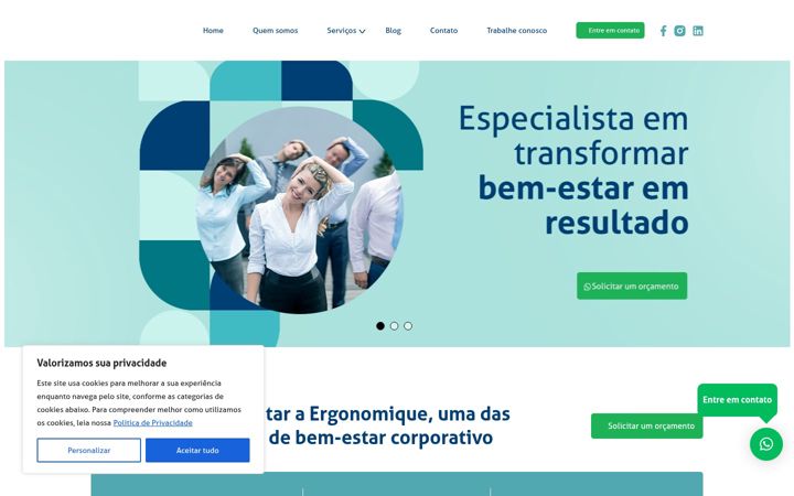 Ekraanipilt saidist ergonomiquesaude.com.br