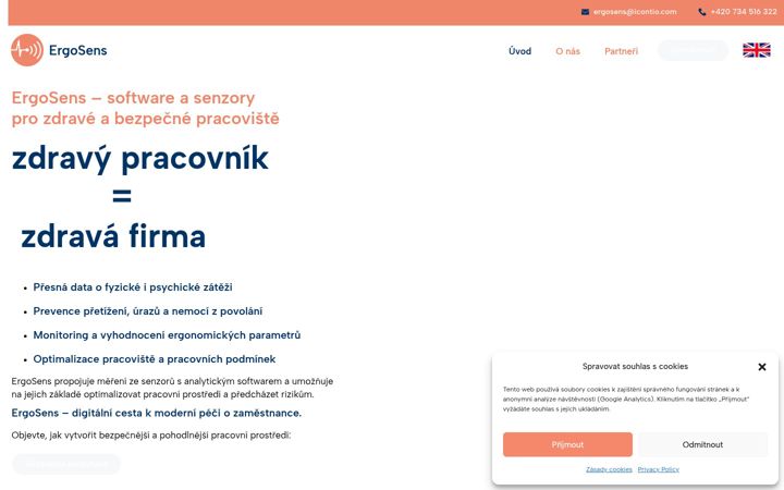 Captură de ecran a ergosens.eu