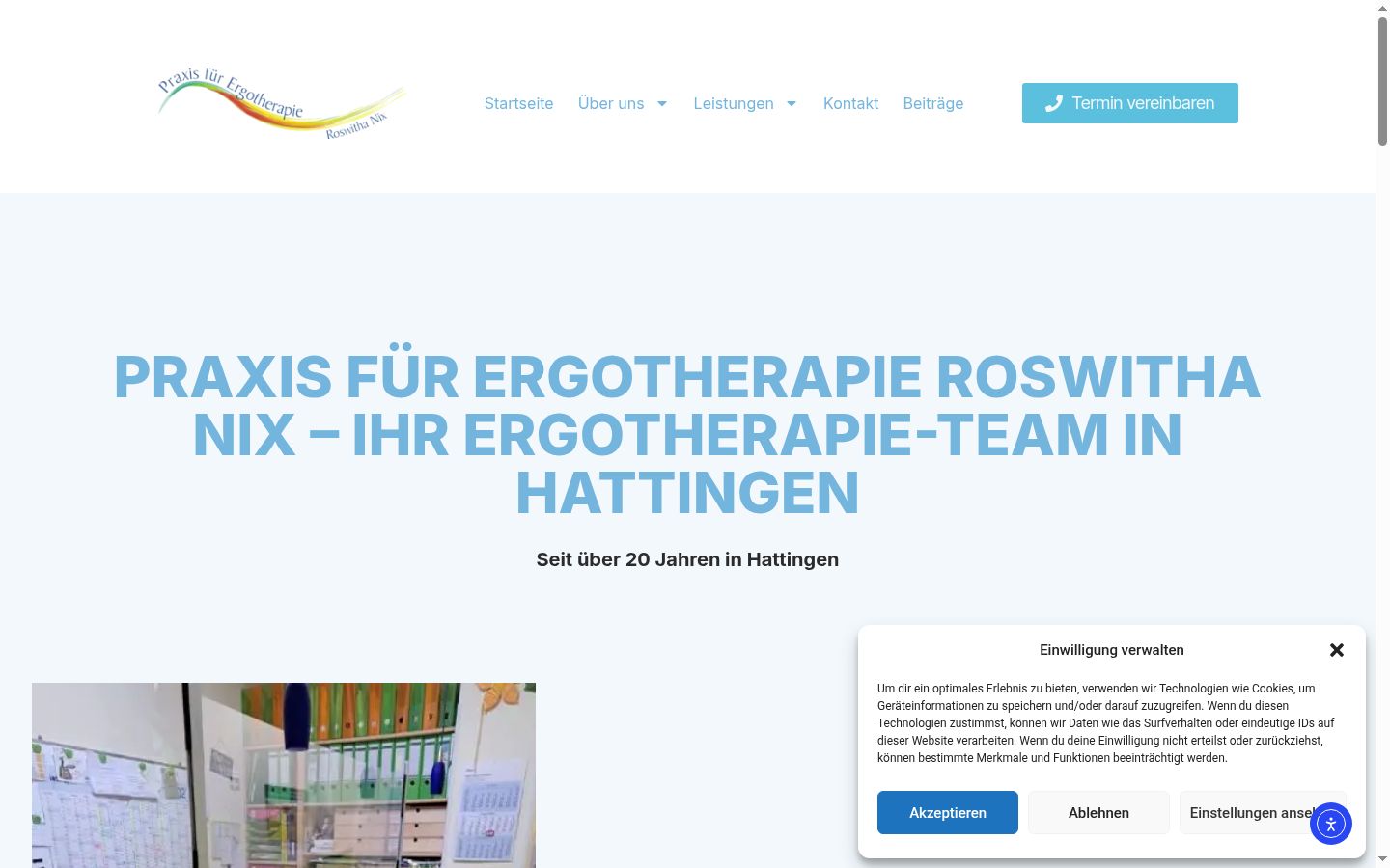 Screenshot des Einwilligungsbanners vor jeglicher Interaktion