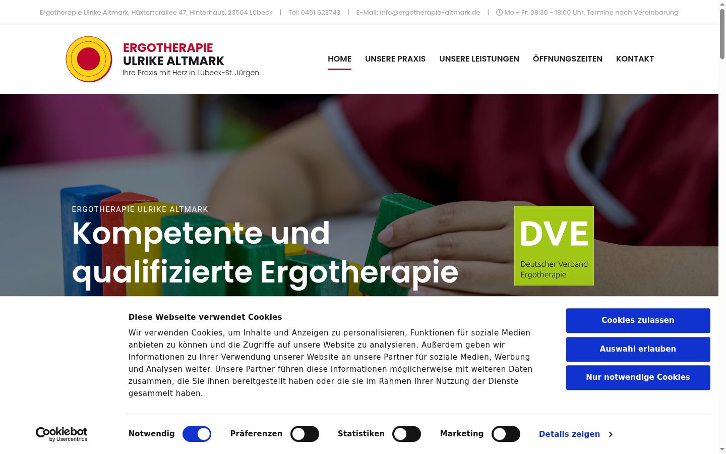 Screenshot des Einwilligungsbanners vor jeglicher Interaktion