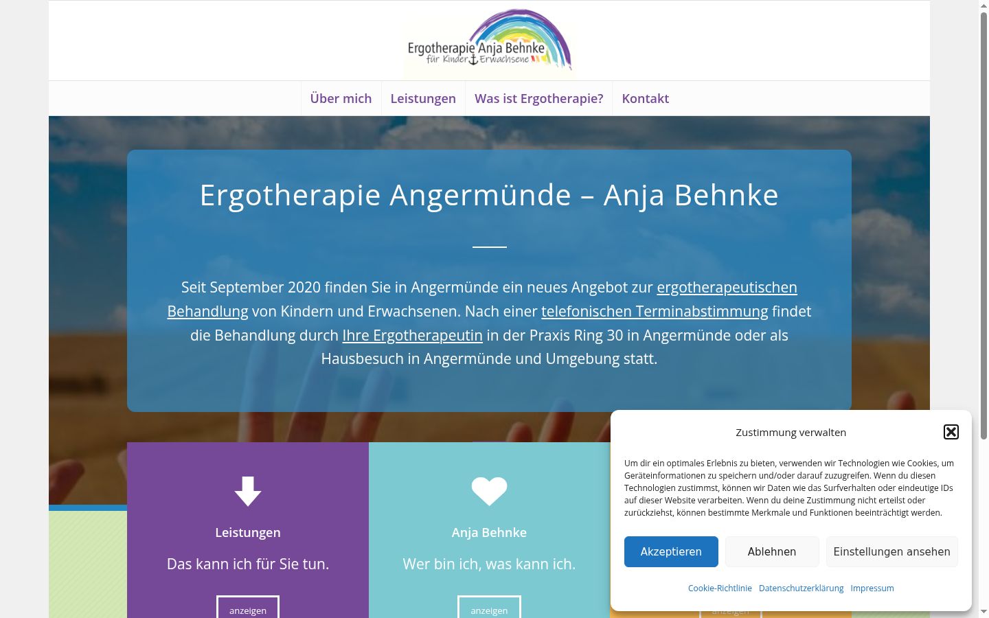 Screenshot des Einwilligungsbanners vor jeglicher Interaktion
