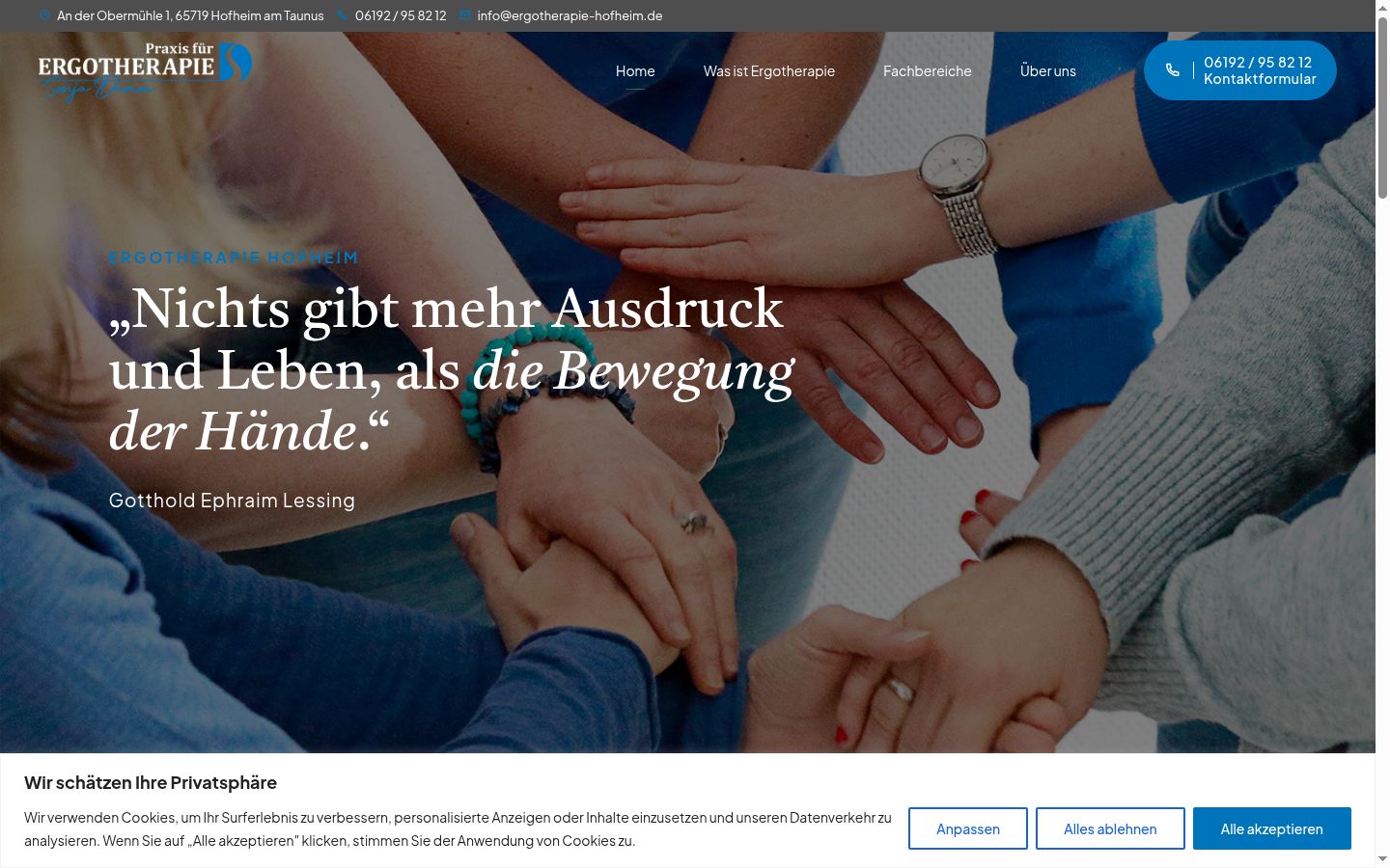 Screenshot des Einwilligungsbanners vor jeglicher Interaktion