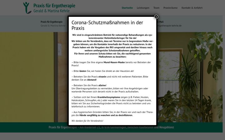 Kuvakaappaus sivustosta ergotherapie-kehrle.de