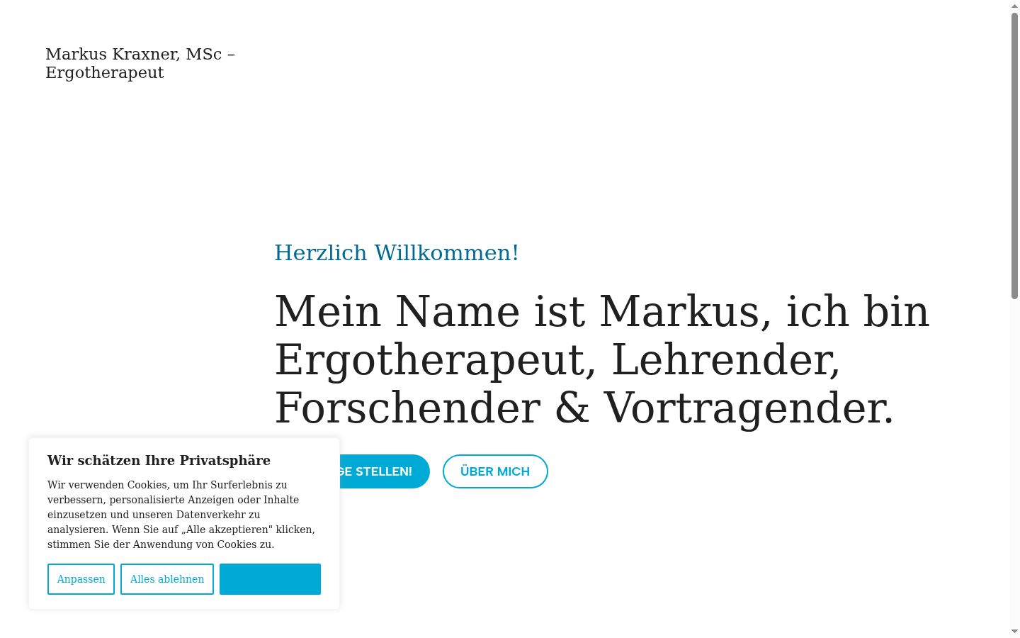 Screenshot des Einwilligungsbanners vor jeglicher Interaktion