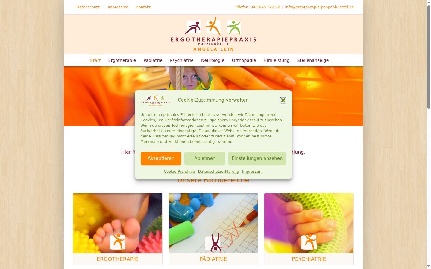 Screenshot des Einwilligungsbanners vor jeglicher Interaktion