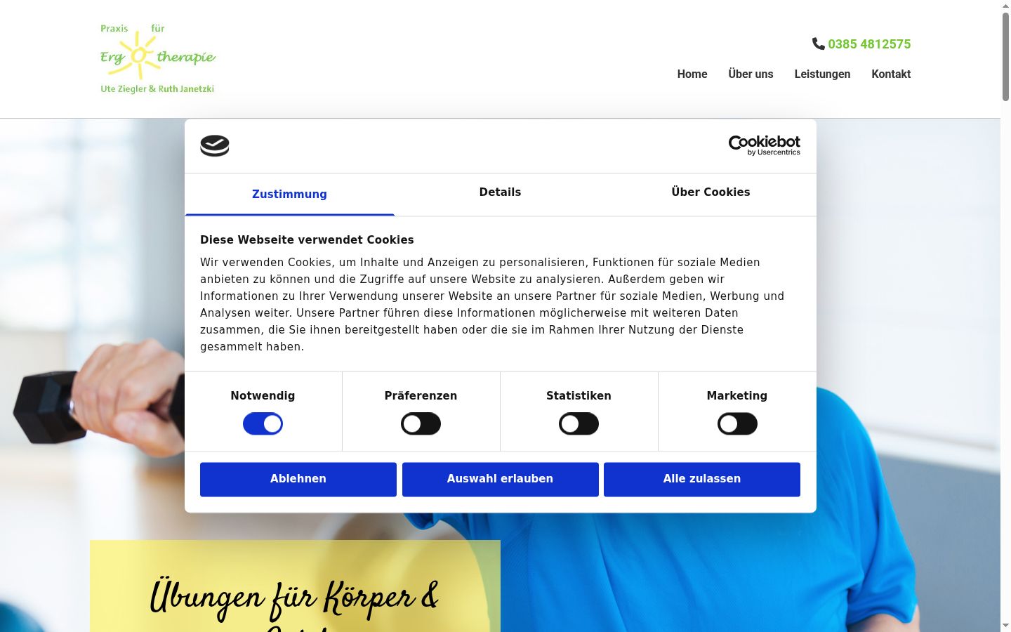 Screenshot des Einwilligungsbanners vor jeglicher Interaktion