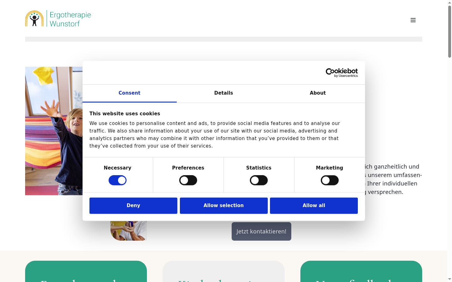 Screenshot del banner di consenso mostrato prima di qualsiasi interazione