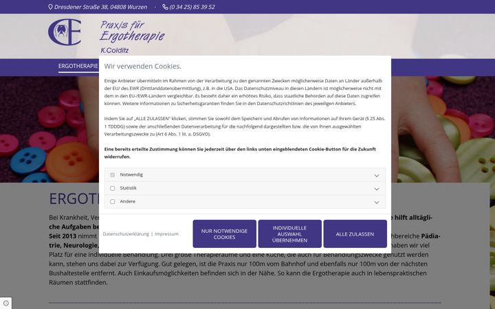Snímek obrazovky ergotherapie-wurzen.de