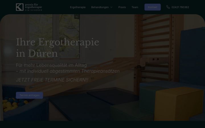 Snímek obrazovky ergotherapiedueren.de