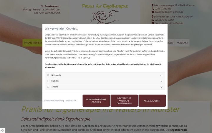 Capture d'écran de ergotherapieinawalters.de