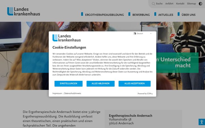 Capture d'écran de ergotherapieschule-andernach.de