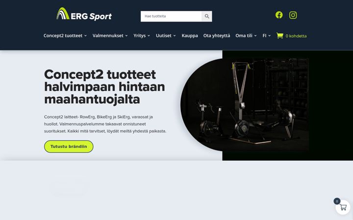 Kuvakaappaus sivustosta ergsport.fi