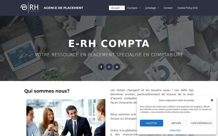 Screenshot of erhcomptable.ca