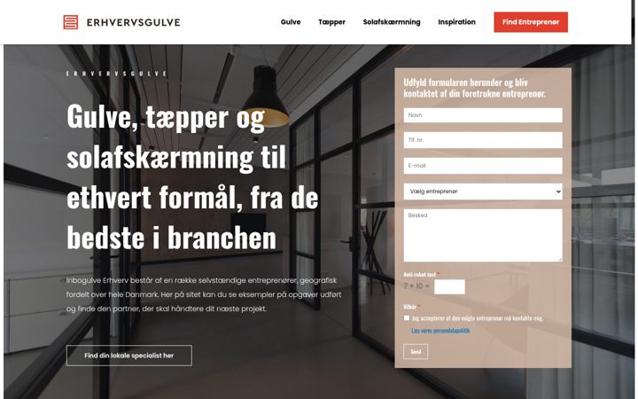 Skärmbild av erhvervsgulve.dk