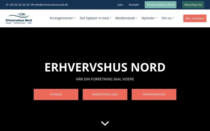Kuvakaappaus sivustosta erhvervshusnord.dk
