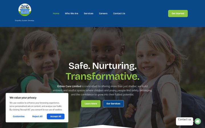 Skærmbillede af eriboxcarelimited.co.uk