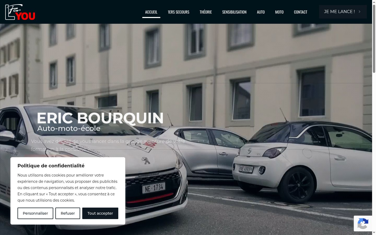 Capture d'écran de la bannière de consentement affichée avant toute interaction