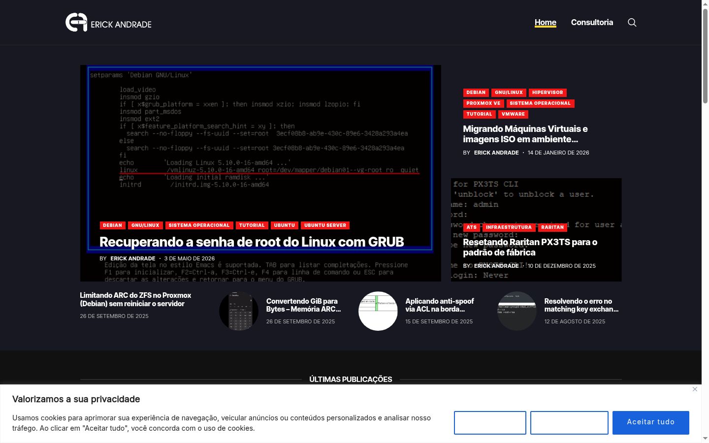 Captura de pantalla del banner de consentimiento mostrado antes de cualquier interacción