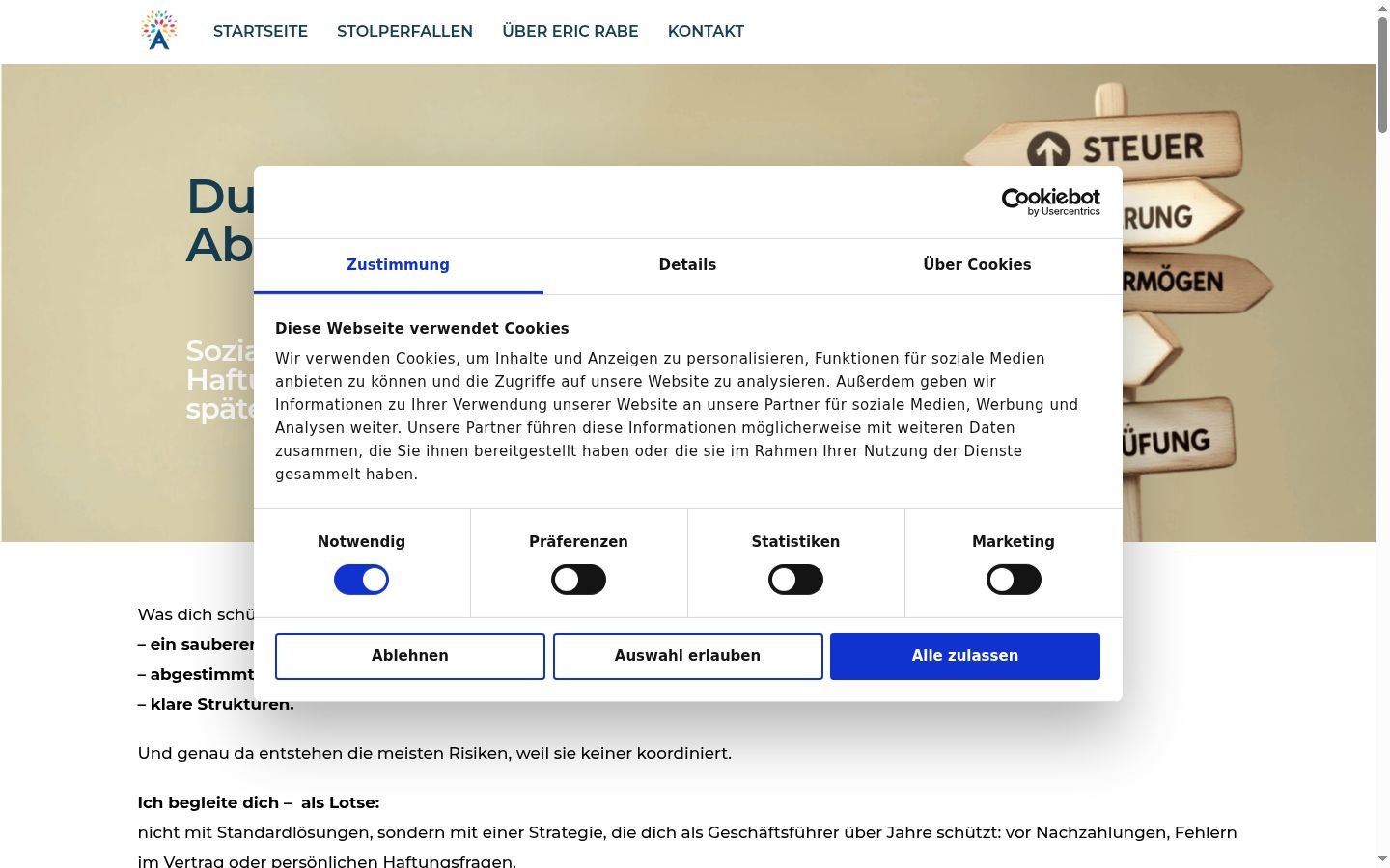 Ekrānuzņēmums ar piekrišanas baneri, kas tika rādīts pirms jebkādas mijiedarbības