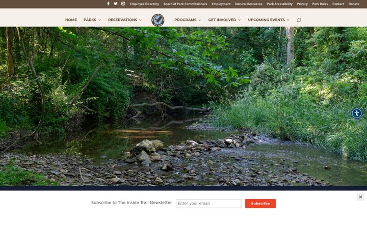 Screenshot stránky eriemetroparks.org