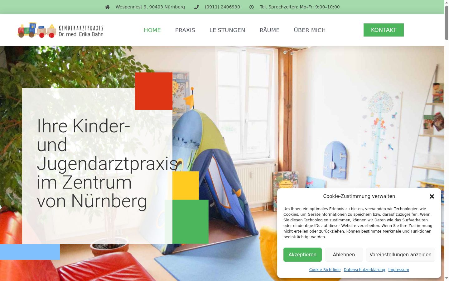 Screenshot des Einwilligungsbanners vor jeglicher Interaktion