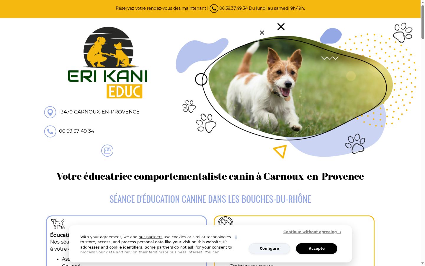 Screenshot del banner di consenso mostrato prima di qualsiasi interazione