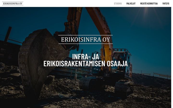 Екранна снимка на erikoisinfra.fi