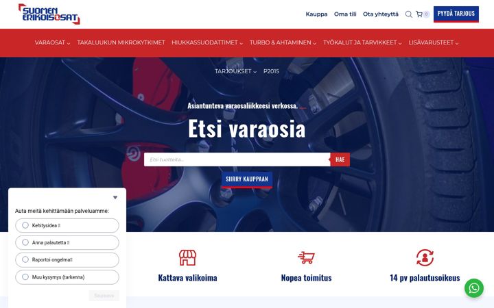 Екранна снимка на erikoisosat.fi