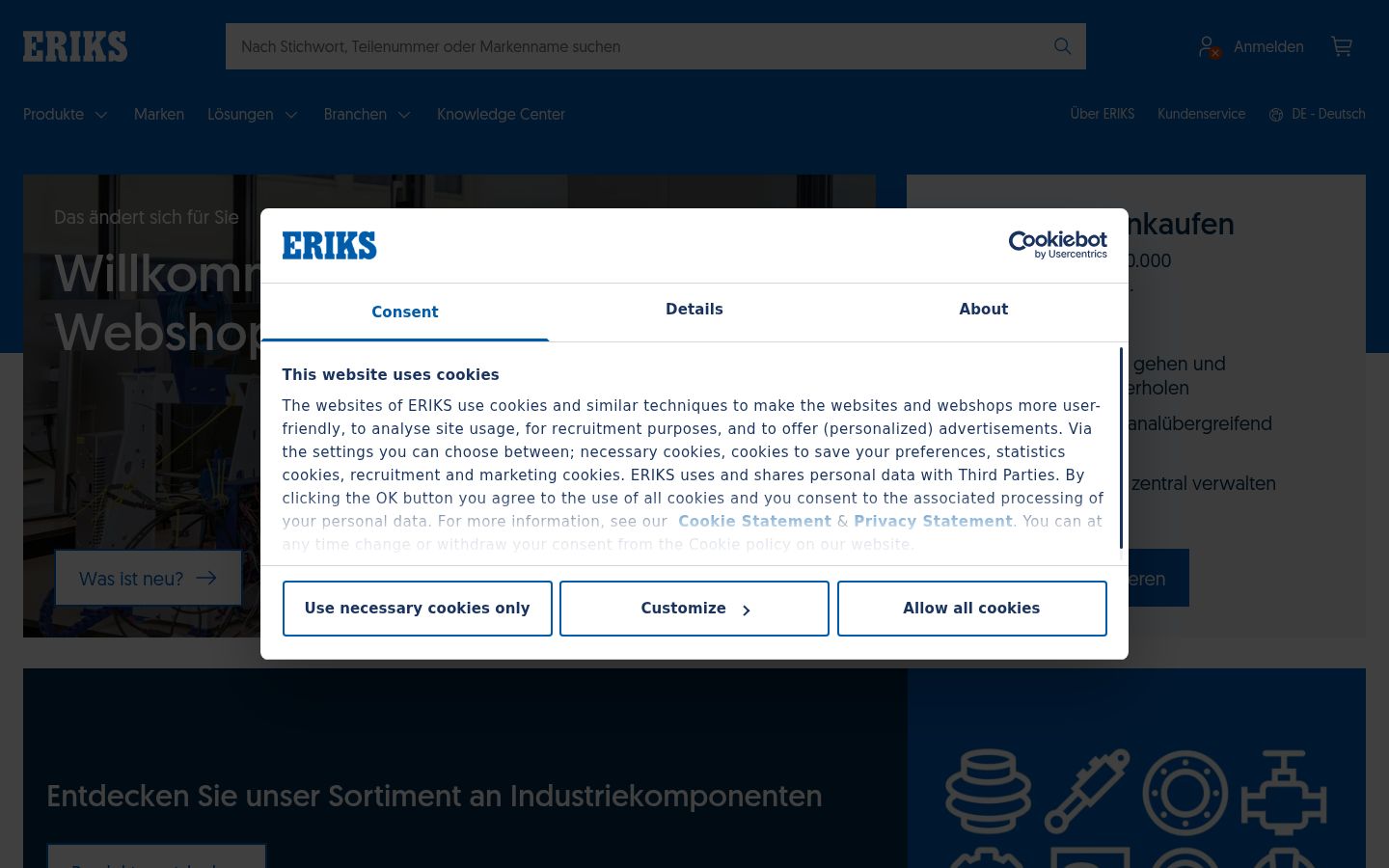 Screenshot tal-banner tal-kunsens muri qabel kwalunkwe interazzjoni