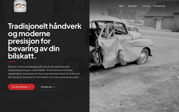 Ekrānuzņēmums no eriksenskarosseridesign.no