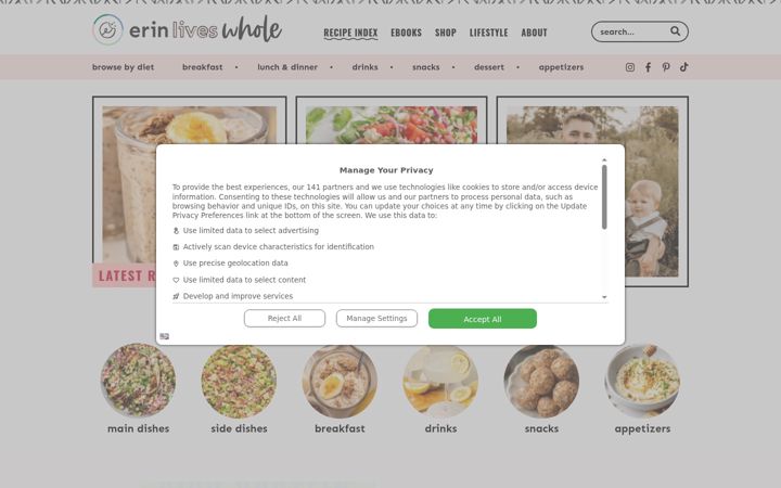 Screenshot of erinliveswhole.com