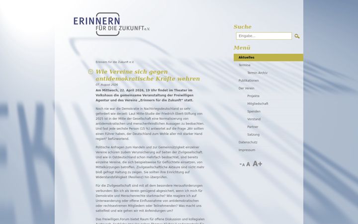 Screenshot ta' erinnernfuerdiezukunft.de