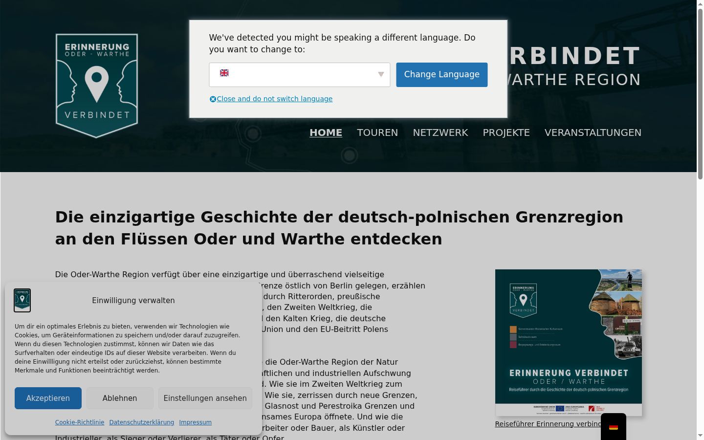 Screenshot of the consent banner shown before any interaction