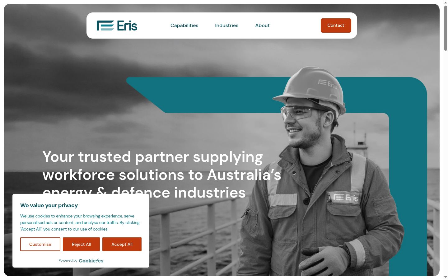 Skärmbild av samtyckesbannern som visades före någon interaktion