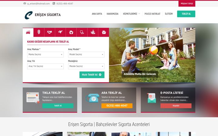 Snimka zaslona za erisensigorta.com.tr
