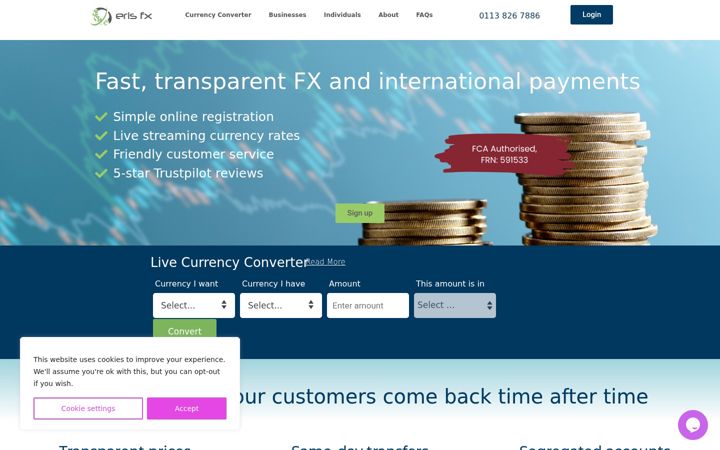 Skærmbillede af erisfx.co.uk