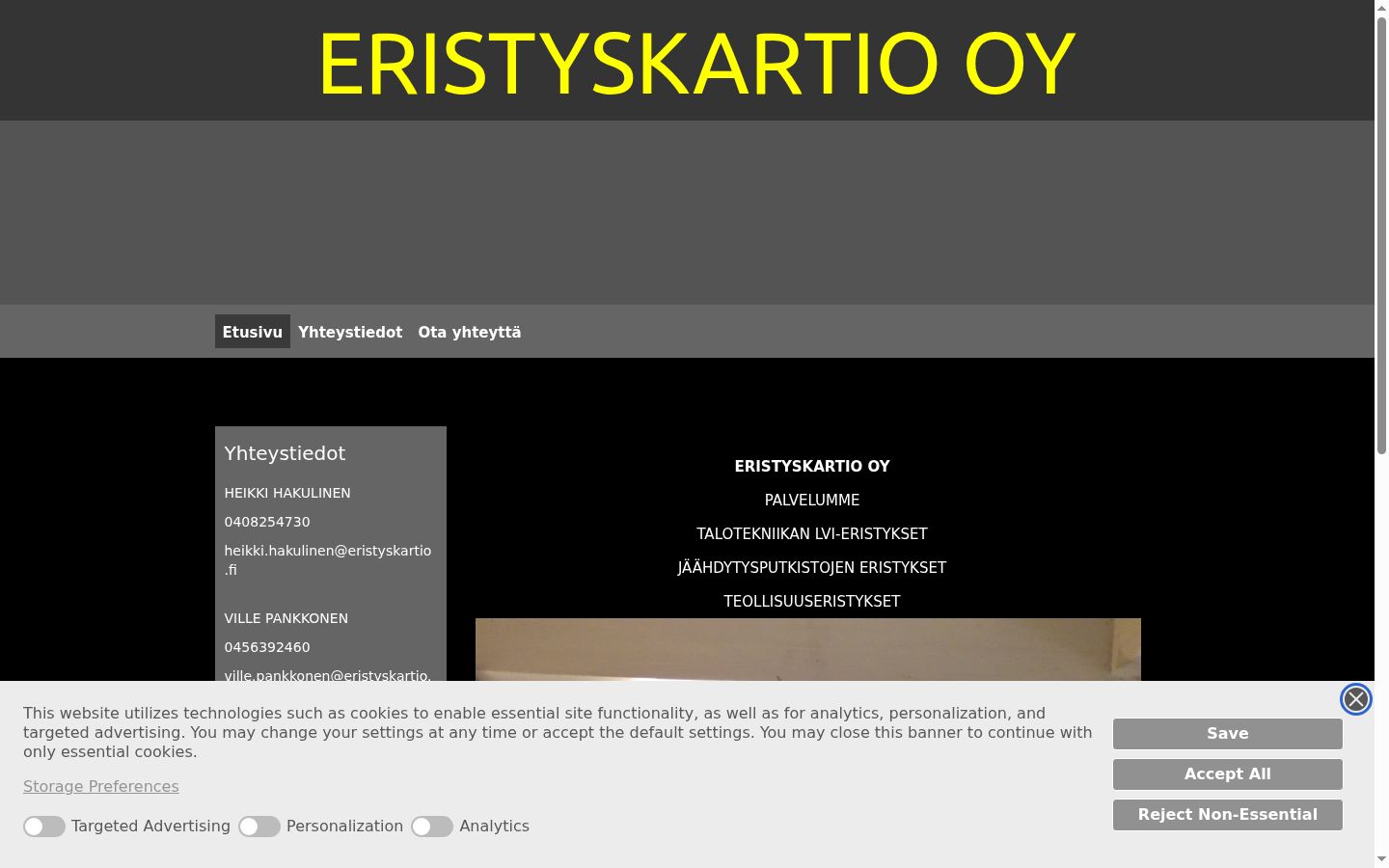 Ekrānuzņēmums ar piekrišanas baneri, kas tika rādīts pirms jebkādas mijiedarbības