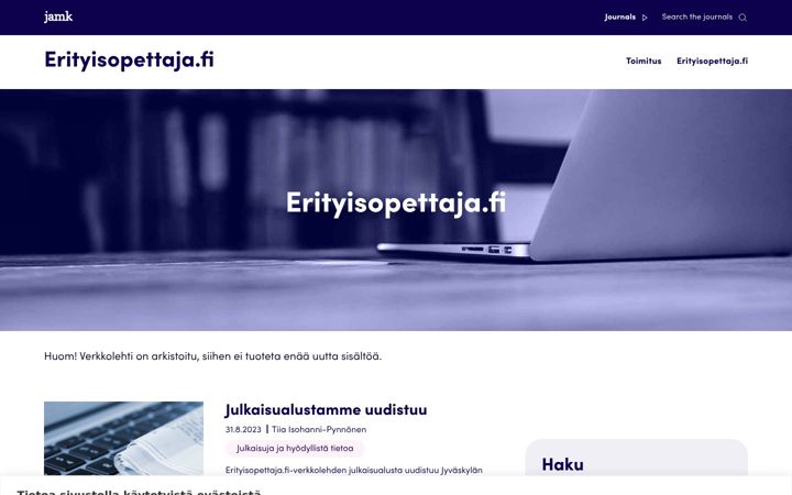Екранна снимка на erityisopettaja.fi