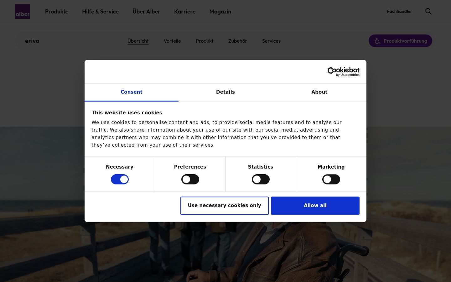 Snímek obrazovky baneru souhlasu zobrazeného před jakoukoli interakcí