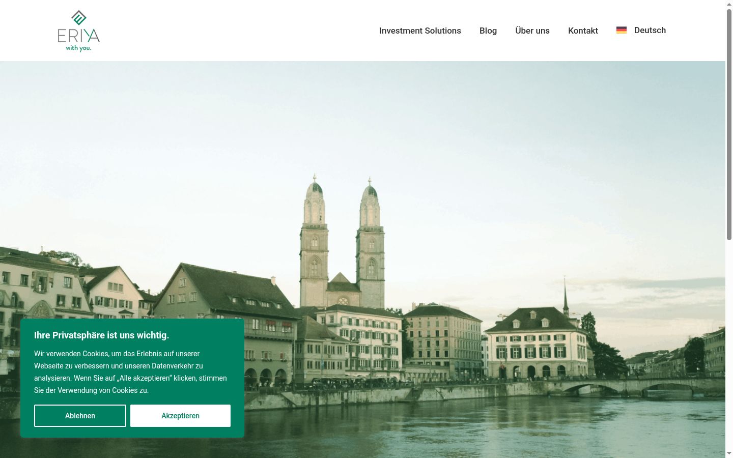 Screenshot des Einwilligungsbanners vor jeglicher Interaktion