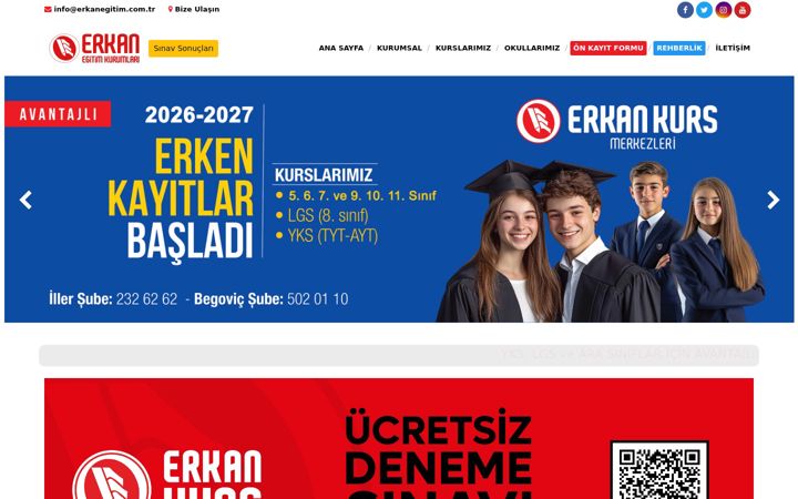 Snimka zaslona za erkanegitim.com.tr