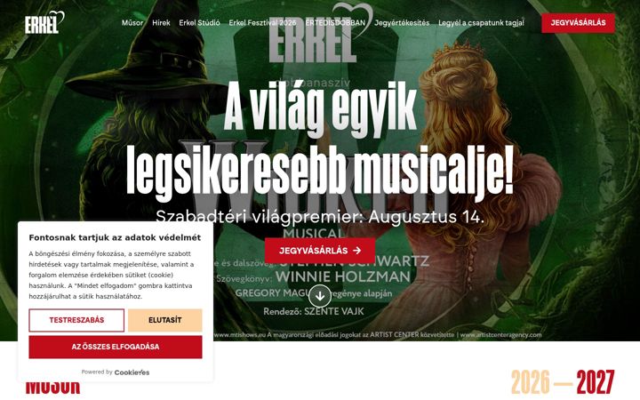 Snímek obrazovky erkelszinhaz.hu