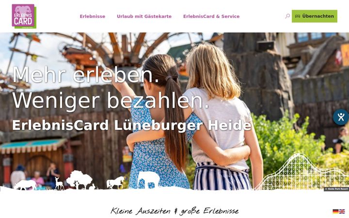 Zrzut ekranu erlebniscard-lueneburger-heide.de