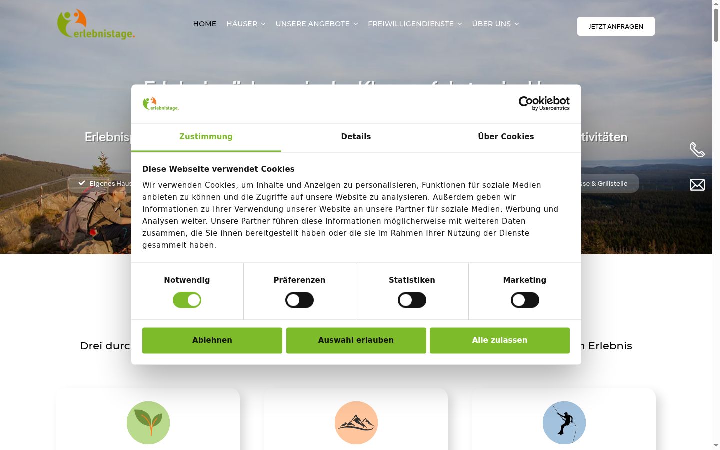 Képernyőkép a bármilyen interakció előtt megjelenő hozzájárulási bannerről