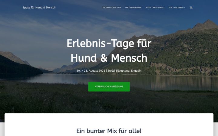 Screenshot stránky erlebnistagehundundmensch.ch