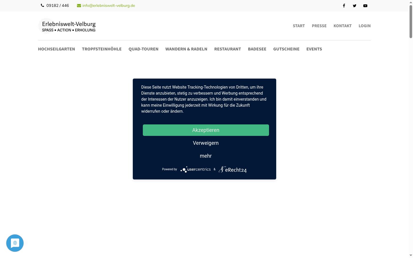 Screenshot of the consent banner shown before any interaction