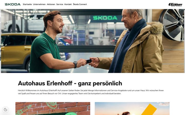 Screenshot stránky erlenhoff.skoda-auto.de