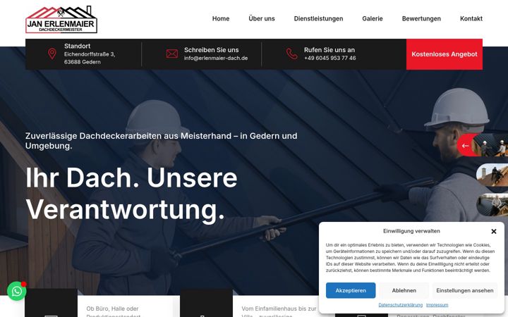 Screenshot stránky erlenmaier-dach.de