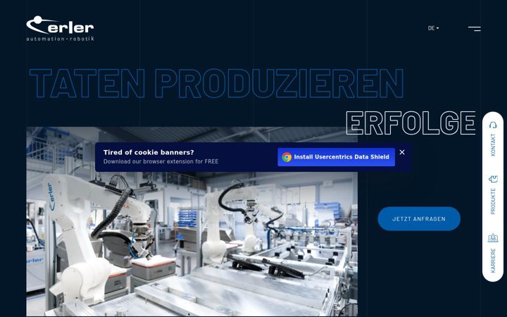 Screenshot stránky erler-gmbh.de