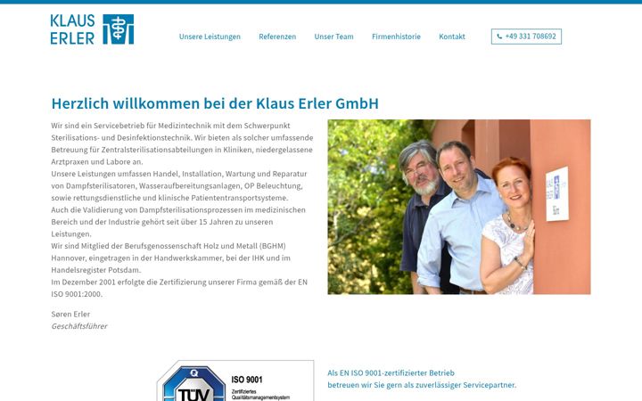 Screenshot stránky erler-medizintechnik.de
